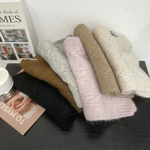 Écharpe en tricot torsadé hiver épais chaud couleur unie unisexe couple col doux