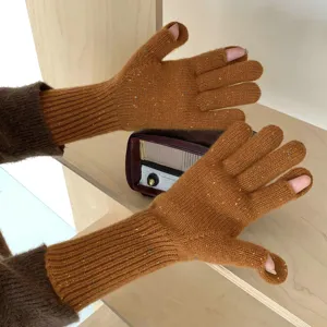 Damen Winter lange Strickhandschuhe, kuschelige melierte warme Handschuhe für kalte Tage.
