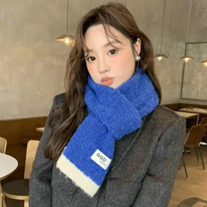Schal Im Koreanischen Stil Farbblock Strickschal Damen Weiche Wollmischung Warmer Winter Loopschal Pärchen Kontrastfarbe Stricktuch Langer Wickelschal