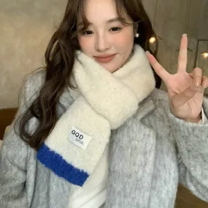 Koreanischer Stil Farbblockierung Winter warmer Strickschal Damen Mode Alltagskleidung