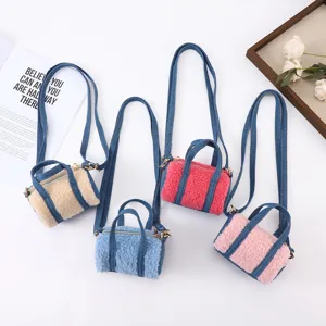 Mini Plüsch Umhängetasche Süße Flauschige Zylinder Schultertasche Mode Lässige Kleine Handtasche Mit Jeansgurt Für Frauen Mädchen