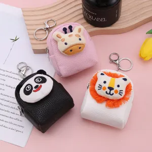 Mini PU Leather Cartoon Animal Coin Purse Cute Portable Small School Bag Pendant