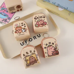 Schattige Capybara Mini Muntportemonnee Draagbare PU Leer Oortelefoon Sleutel Tas Cartoon Portemonnee Dagelijkse Opslag