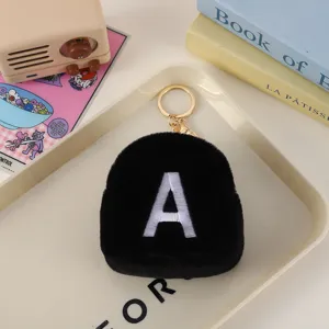 Creative mini letter plush coin purse cute headphone cable storage bag portable keychain.