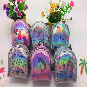 Unicorn Sequin Iridescent Mini Coin Purse Portable Small Backpack Laser PU Leather Earphone Bag Cute Wallet For Women