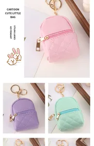 Mini quilted backpack keychain cute coin purse portable earphone storage bag fashion accessory