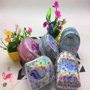 Iridescent holographic unicorn mini coin purse portable small backpack cute bag fashion accessory