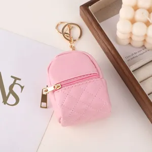 Mini Quilted Backpack Coin Purse Portable Earphone Storage Bag Creative Keychain Pendant Wallet Daily Accessories