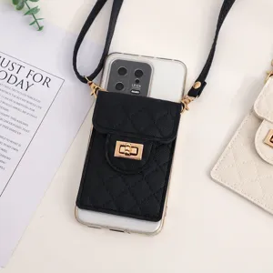 Fashion women quilted crossbody phone bag stylish PU leather mini shoulder pouch with strap