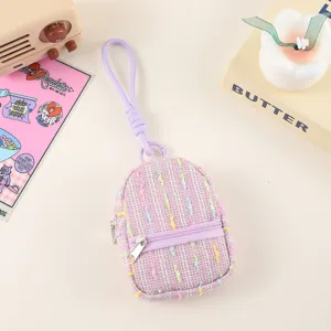 Mini Tweed Coin Purse Cute Portable Earphone Data Cable Storage Bag Fashion Versatile Wallet Bag Pendant