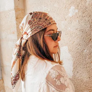 Femmes Mode Satin Soie Écharpe Vintage Floral Paisley Chaîne Imprimé Écharpe Carrée Tête Cou Écharpe Enveloppe Accessoire