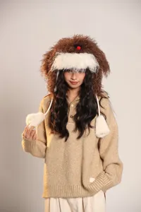 Mignon bonnet chiot pelucheux automne hiver, design drôle chapeau cache-oreilles chaud tendance.