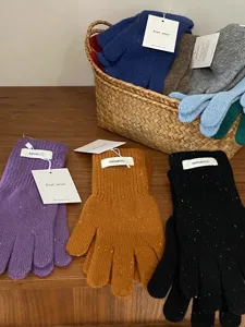 Weiche 100% Wolle Strick Handschuhe Freizeit warm Winter einfarbig modische Accessoires