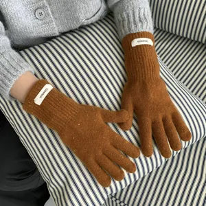 Damen Winter Warme Wolle Fingerlose Touchscreen Handschuhe Süß Punktgarn Gestreift Gestrickt Fäustlinge Mode Thermische Handkleidung