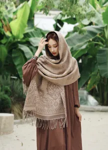 Elegante mujer imitacion cachemir vintage cuadros paisley bufanda invierno caliente moda
