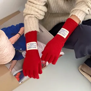 Women's Winter Warm Long Knitted Gloves Wool Blend Solid Color Touchscreen Gloves Fashion Casual Cold Weather Gear