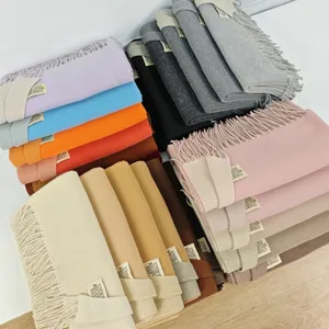 Koreanischer Stil Winter doppelseitiger Kaschmirimitat Schal warm dicke unifarbene Damenschal