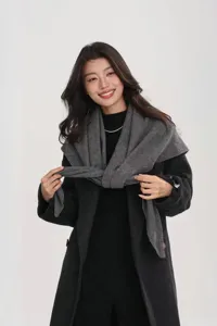 Women grey cashmere triangle scarf shawl winter warm stylish outer wrap fashion neckerchief