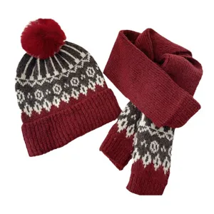 Kids winter knit hat and scarf set stylish retro beanie warm woolen neck warmer 2pc