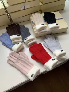 Autumn winter thick knit gloves solid color plush cuff warm style winter daily wear new