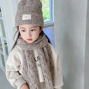 Conjunto de gorro y bufanda de punto para niños otoño invierno cálido grueso lindo acogedor ropa