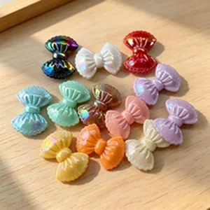 Colorful assortment of bow-shaped CCB resin beads for DIY handmade jewelry creation