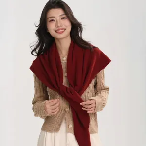 Women's wool triangle scarf shawl, cozy knitted winter cape wrap, warm fashion winter scarf.