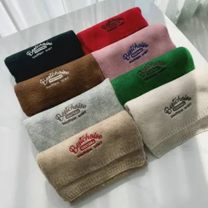 Koreanischer Stil einfarbig Wolle bestickt Winterschal warm vielseitig Paar Strickschal