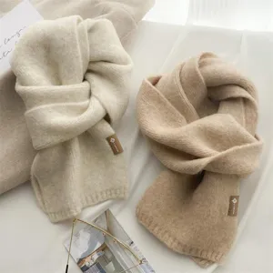 Gemütlicher Strick Schal in Creme und Camel, weicher Winterschal für Damen und Halswärmer.