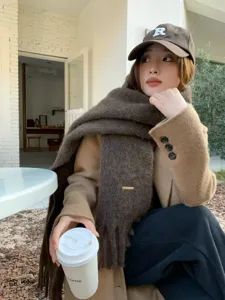 Koreanischer einfarbiger dicker Fransen Wollmischung Schal warmer Mode Damenschal