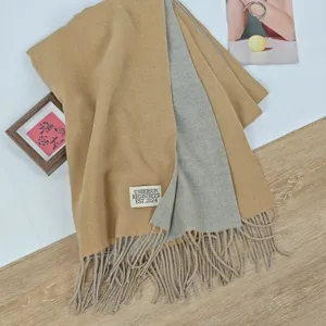 Gemütlicher doppelseitiger Winterschal für Damen, warmer Kunstkaschmir einfarbiger Schal.