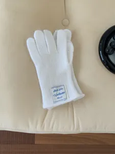 Guanti invernali da donna touch screen in maglia dettaglio, guanti bianchi caldi invernali