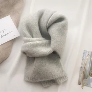 Grauer weicher Strick-Imitat-Kaschmir-Schal, kuscheliger Herbst- und Winter-Halswärmer.