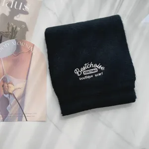 Koreanischer Stil einfarbige Wolle bestickter Schal, warmer Winter Strickschal Damen.