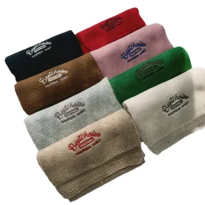 Koreanischer einfarbiger Wolle bestickter Schal, warmer und bequemer Strickschal fur Winter.