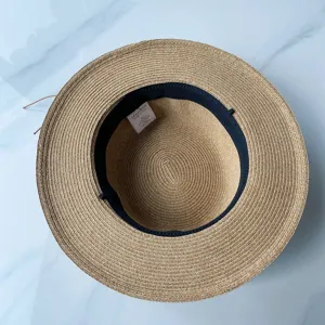 Damen Sommer Strohhut flache Oberseite breite Krempe Strand Sonnenschutz Hut Detail