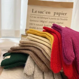 Guantes de invierno de punto mezcla lana táctiles manoplas coloridas conjunto bien