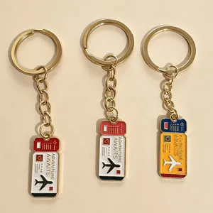 Adventure Awaits Airplane Ticket Keychain Metal Boarding Pass Pendant Travel Theme Backpack Charm Couple Friendship Gift Accessory