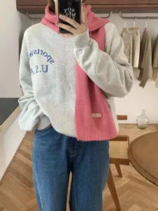 Koreanischer Stil Herbst Winter einfarbige Strickschal warme weiche Wolle Halstuch