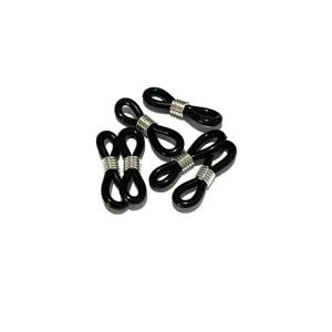 Vue détaillée de bagues antidérapantes pour chaînes de lunettes en silicone noir, 20x5mm.