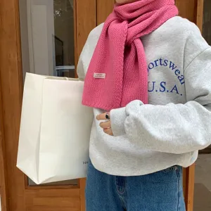Koreanischer Stil Herbst Winter einfarbiger Strickschal Damen warmer weicher Wollschal