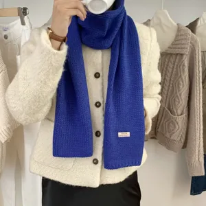 Koreanischer Stil einfarbiger Strickschal für Damen, weicher warmer Winterschal chic.
