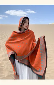 Ethischer Kapuzen-Sternen-Umhang Damen Schal Winter warm Outdoor Reise Foto Poncho Neu.