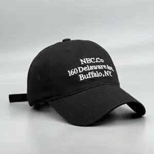Casquette de baseball noire classique avec texte brodé blanc, chapeau de soleil casual.