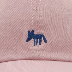 Rosa Baumwoll-Baseballkappe mit süßer blauer Fuchsstickerei, stilvoll und lässig für Sommer.