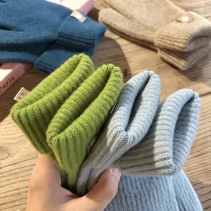 Gestreifte Touchscreen-Handschuhe einfarbige Winter warme Fäustlinge Zubehör Damen Herren