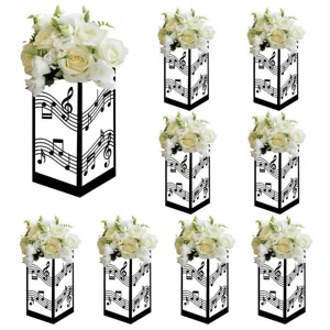 Black laser cut musical note paper lampshade and bouquet set for party and home decoration