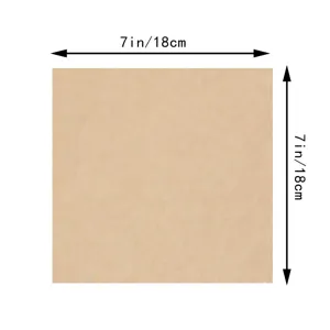 Square brown kraft paper sheet detail view, 7x7 inch size template for wedding DIY crafts.
