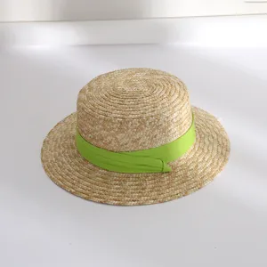 Strohhut mit gruenem Band Sommer Strand Sonnenhut stylischer Damen Sonnenschutz Strohhut