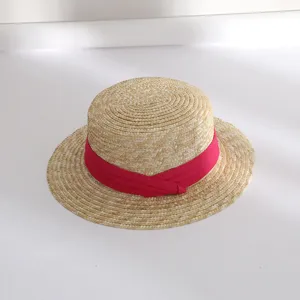 Sommer Strohhut für Damen mit rosa Schleife breite Krempe Strand Sonnenhut modisch